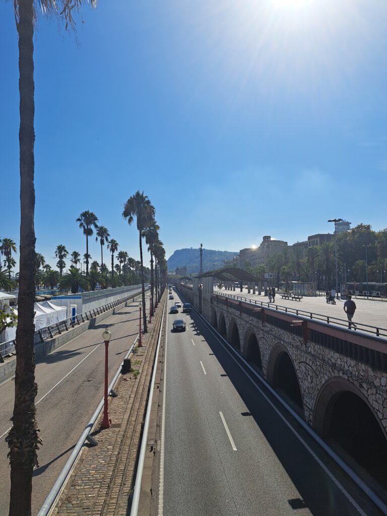 One road for cars in Barcleona